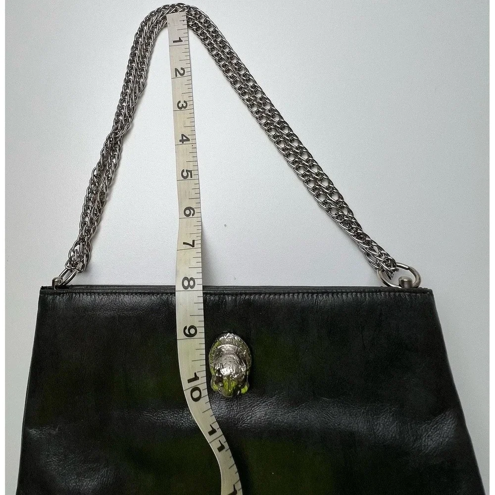 Vintage Mardane Lion/Tiger Head Dark Gray Shimmery Evening Purse  Chain Strap